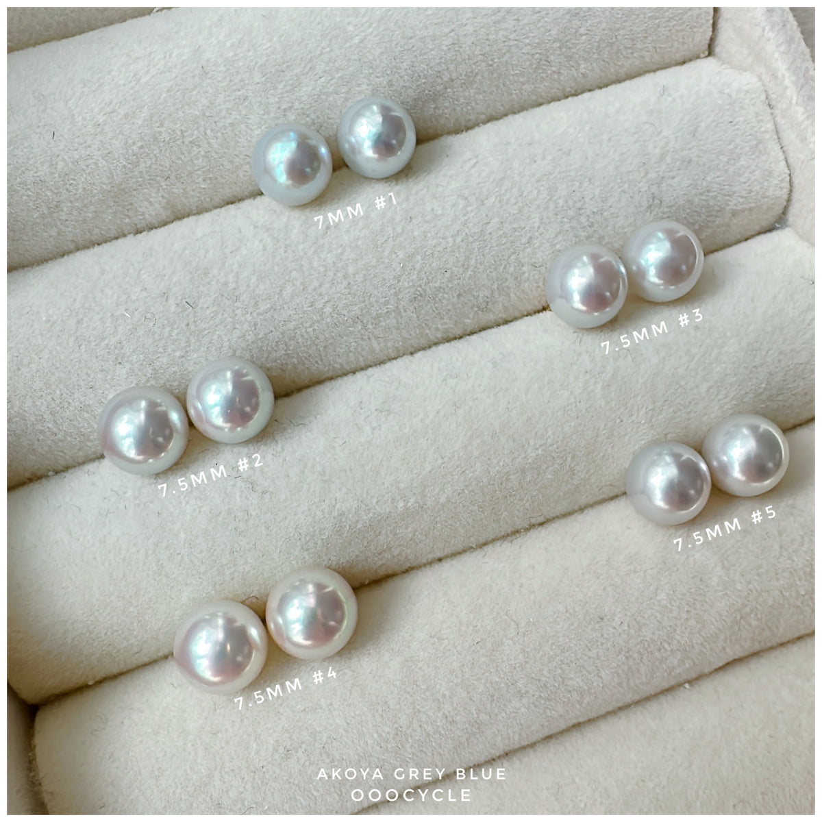 7 / 7.5mm Akoya Grey Blue 日本灰藍海水圓珠