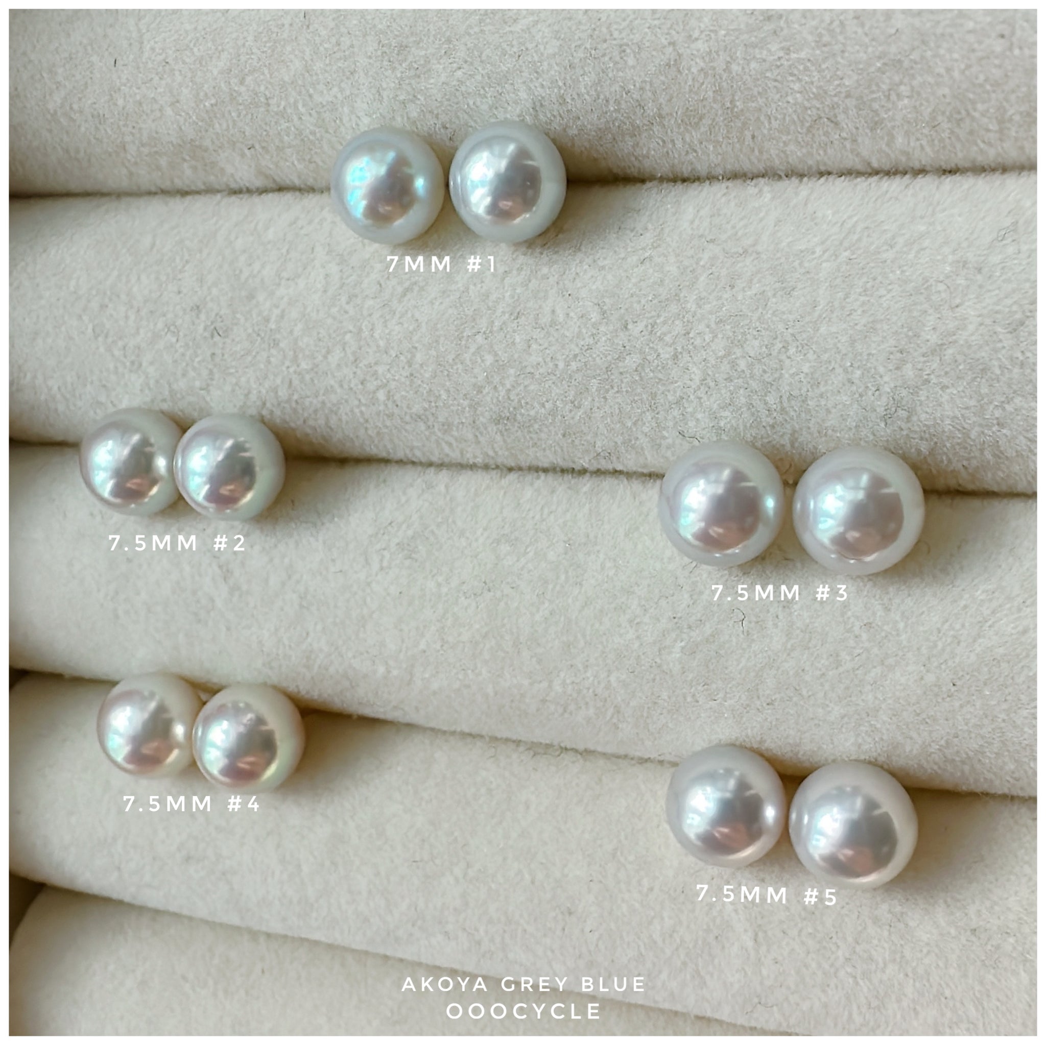 7 / 7.5mm Akoya Grey Blue 日本灰藍海水圓珠