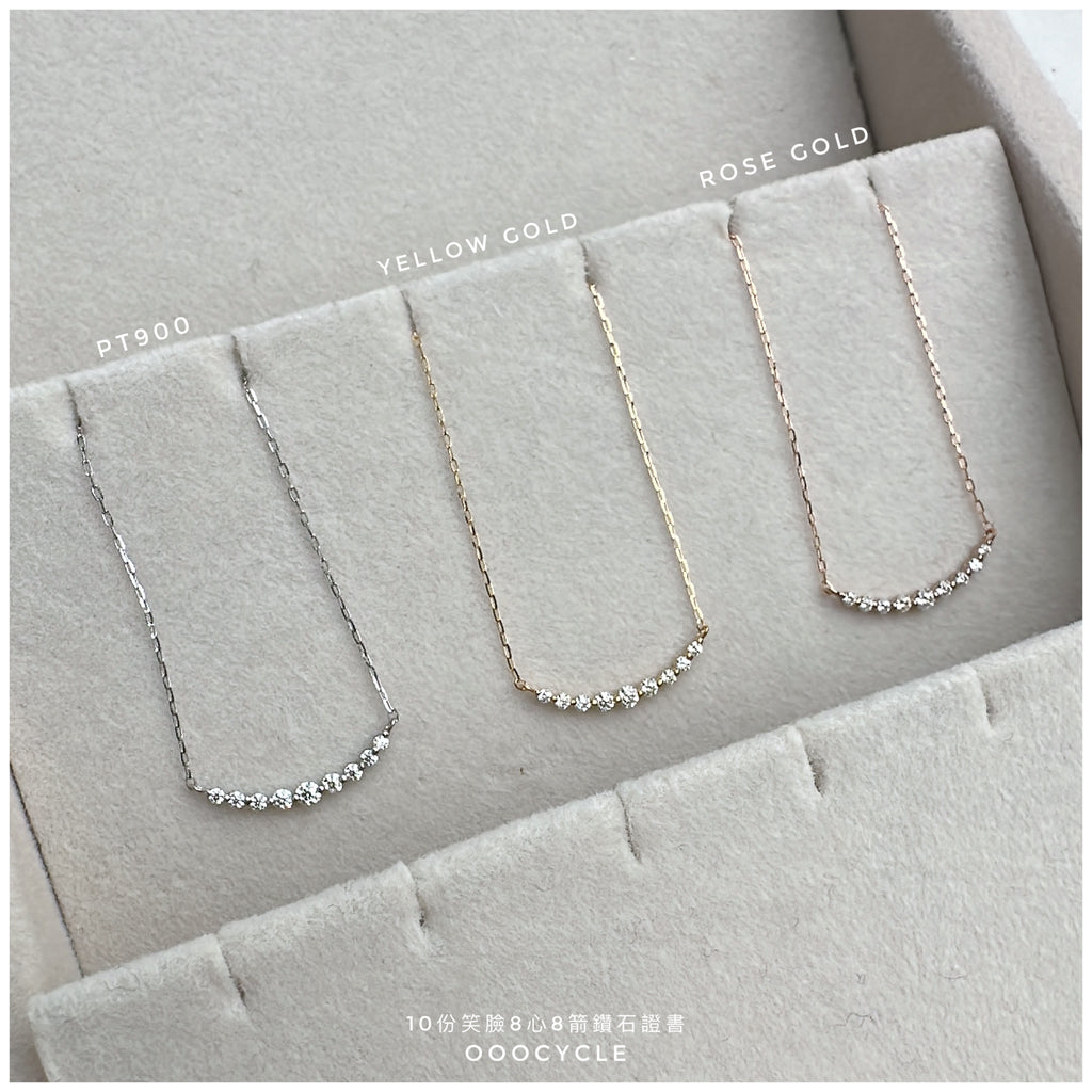 SMILEY 10份笑臉8心8箭鑽石證書頸鏈 Certified 0.10 CT 8 Hearts 8 Cupids
