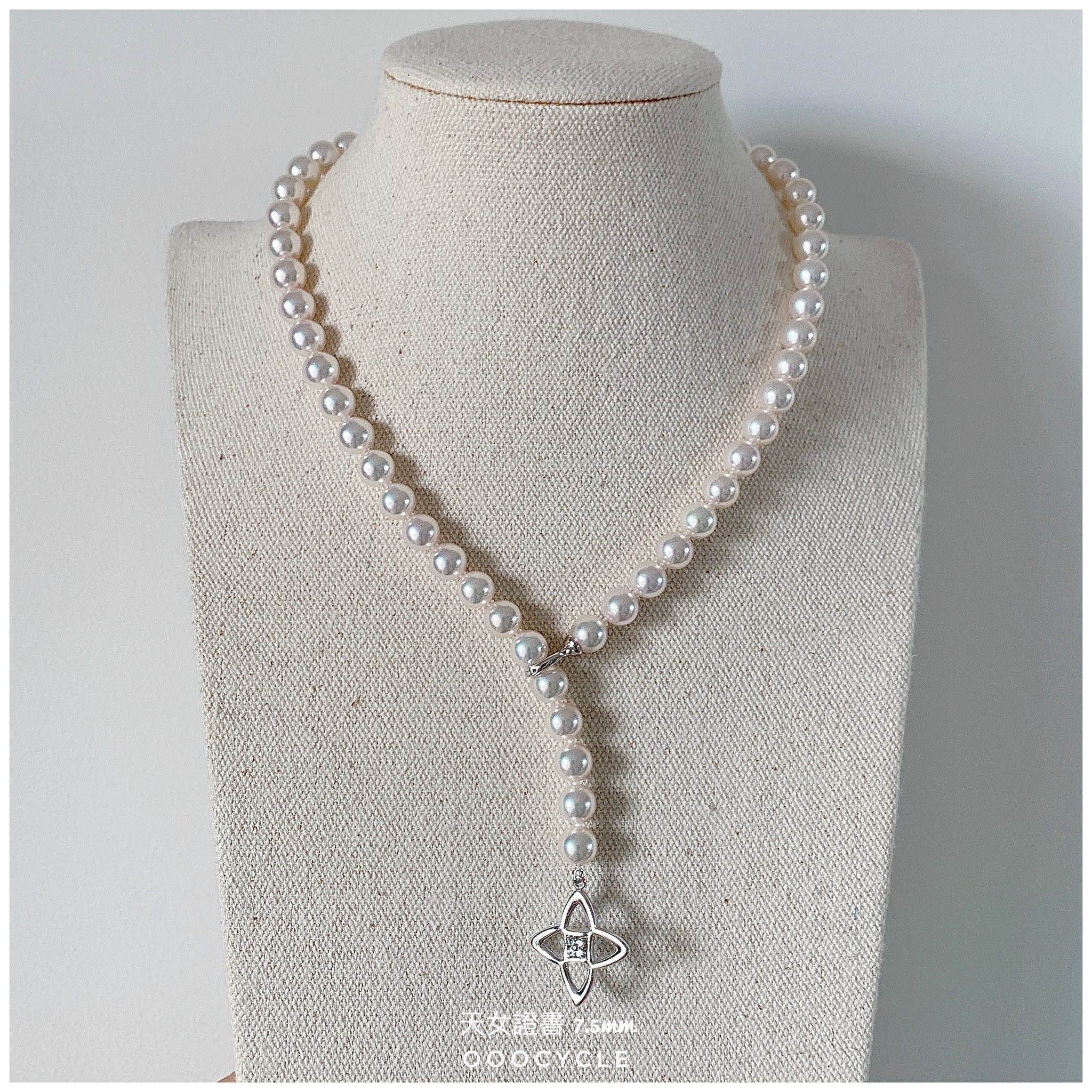 日 本 天 女 證 書 珠 鏈 Tennyo Strand 7.5mm (花花銀扣 Flower Clasp)