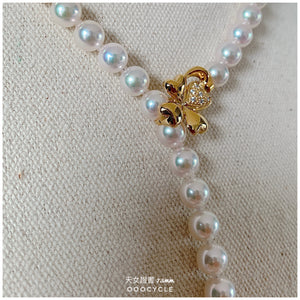 日 本 天 女 證 書 珠 鏈 Tennyo Strand 7.5mm (四葉草金扣 Clover Clasp)