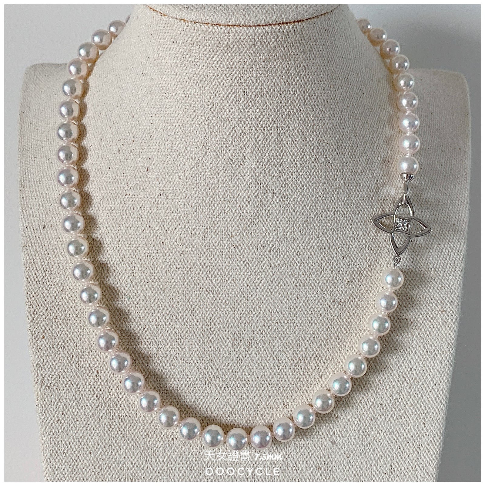 日 本 天 女 證 書 珠 鏈 Tennyo Strand 7.5mm (花花銀扣 Flower Clasp)